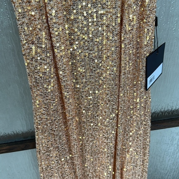 Mac Duggal SEQUINED HIGH NECK RHINESTONE TRIM COLUMN GOWN size 6 NEW Sold Out - Picture 8 of 16